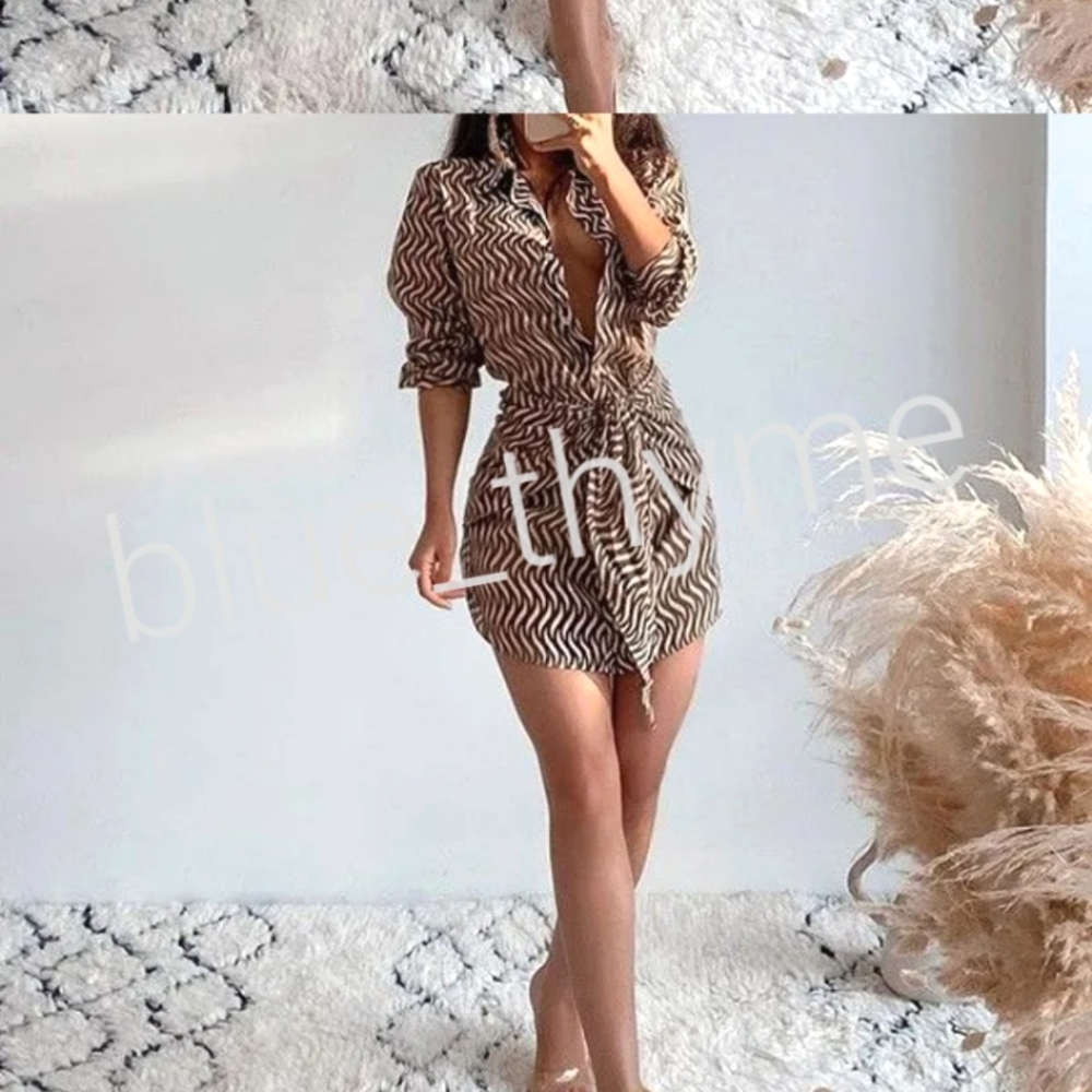 Zara WOMANS Printed Dress With Knot - Picture 4 of 9